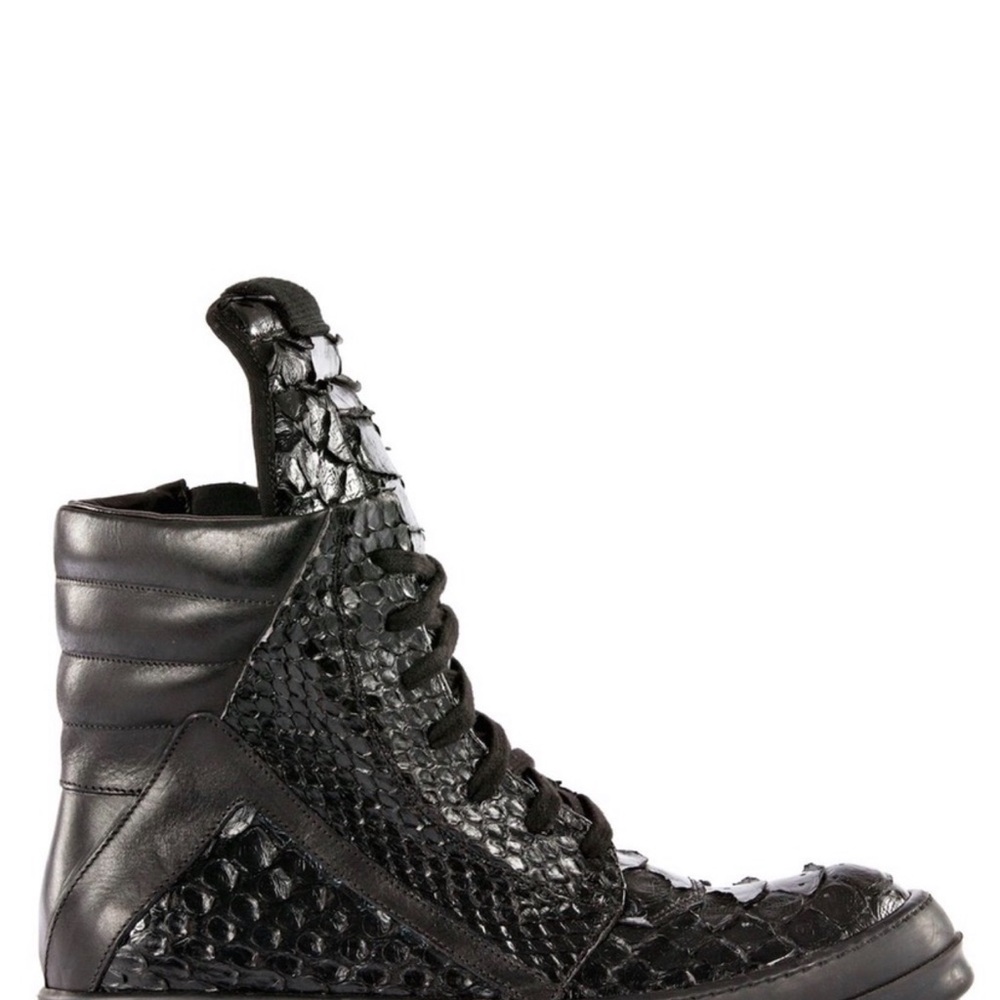 Rick Owens Black Studded High-Top Sneakers
